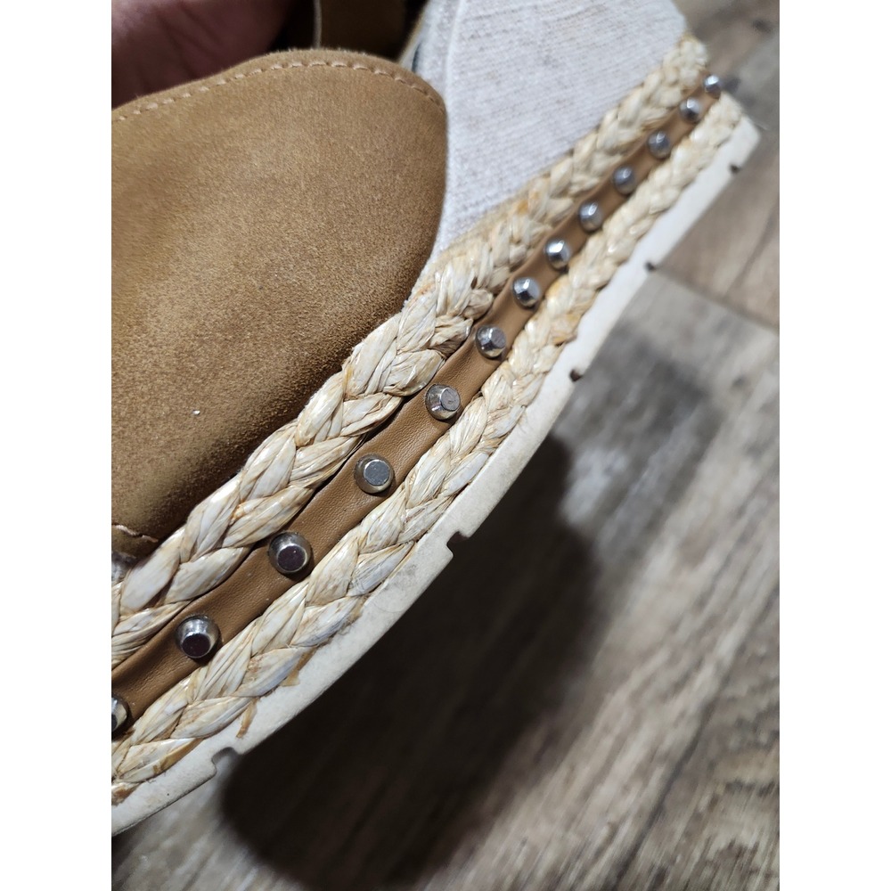 Dolce Vita Women Tan Brown Espadrille Wedge Sandals Studded Ankle Strap Sz 10 M - Picture 8 of 16